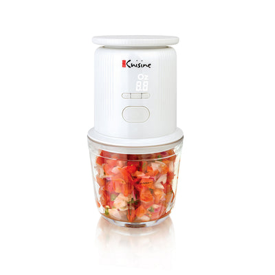 Euro Cuisine Cordless / Rechargeable Chopper with Scale and two glass bowls - Large and Small and 2 blades