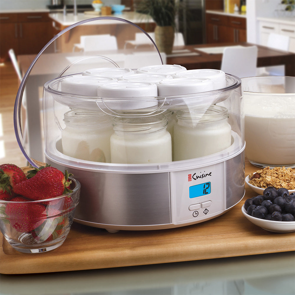 Euro Cuisine YMX650 Digital Automatic Yogurt Maker With 7 - 6oz Glass - Euro Cuisine Inc