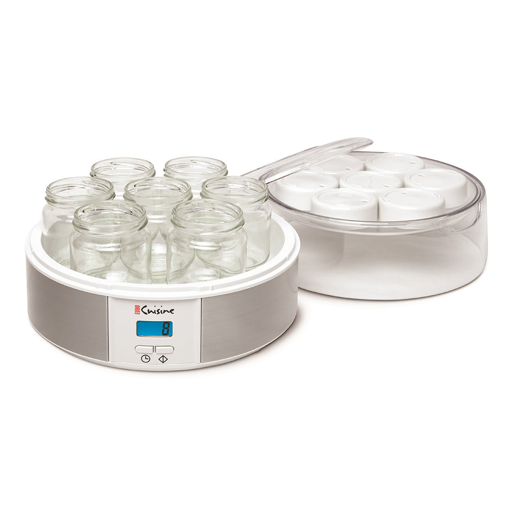 Euro Cuisine Set 8 Glass Jars with Lid Yogurt Maker Model YM80 and