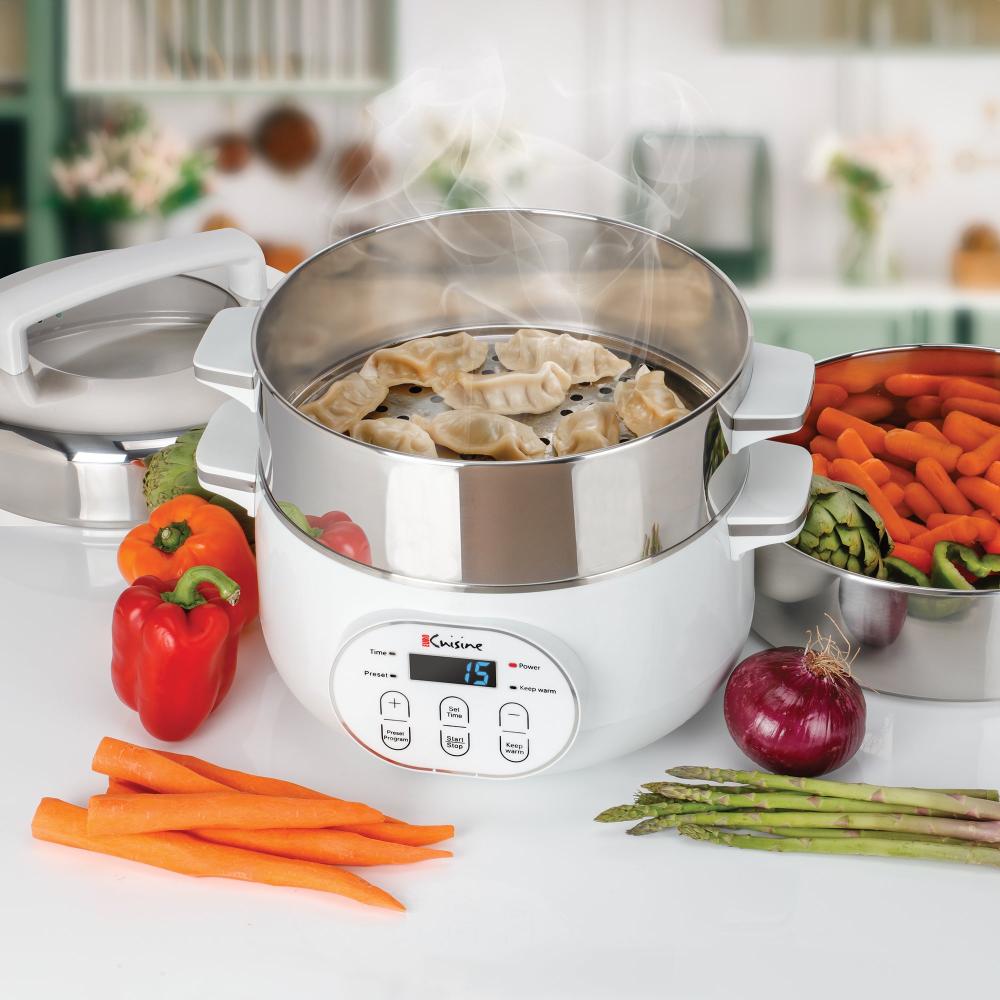 Euro Cuisine FS2500 Stainless Steel Electric Food Steamer - 2025 Edition