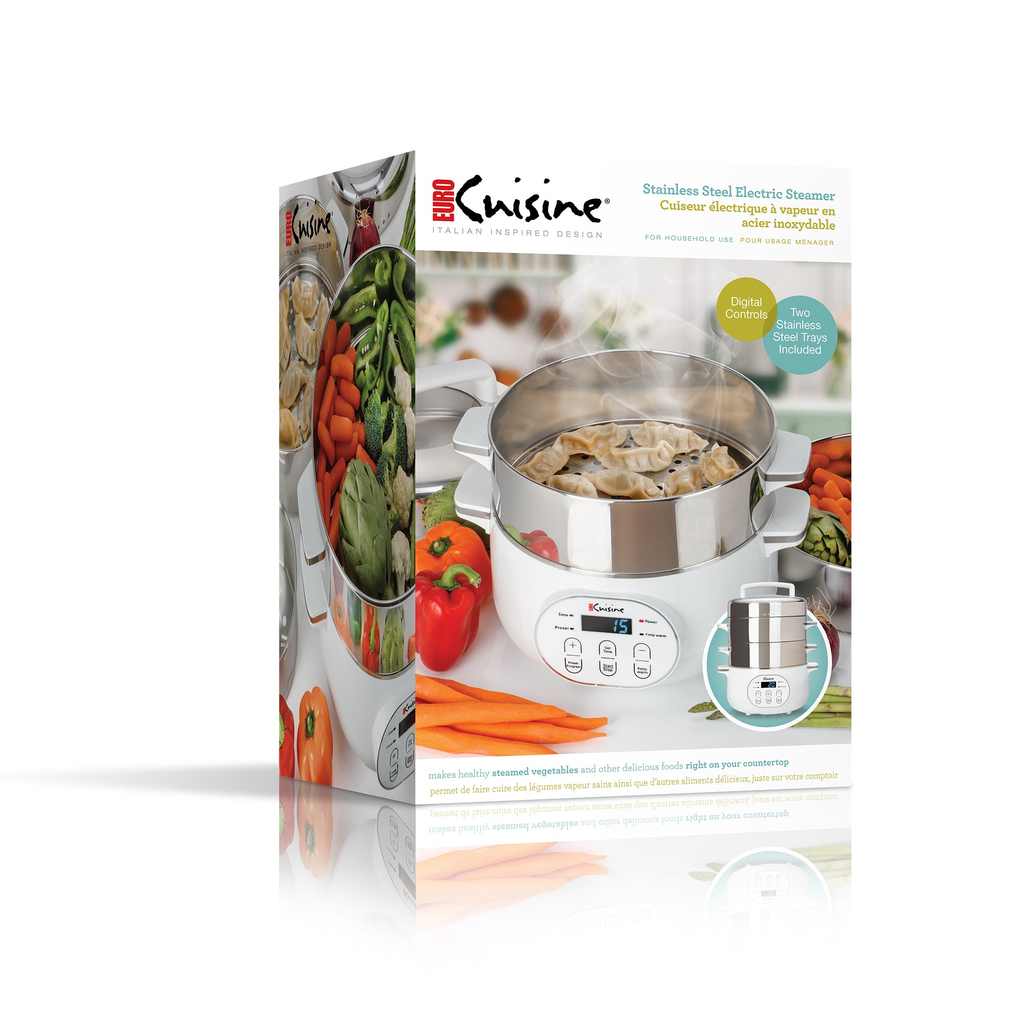 Euro Cuisine FS2500 Stainless Steel Electric Food Steamer - 2025 Edition