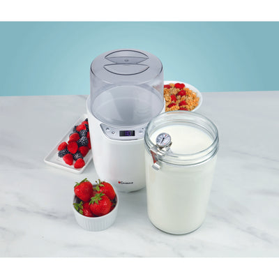 Euro Cuisine YM260 Probiotic Yogurt & Greek Yogurt Maker with Precision Temperature & Time Control, White – 2qt Glass Jar, Cotton Strainer Bag & Thermometer Included